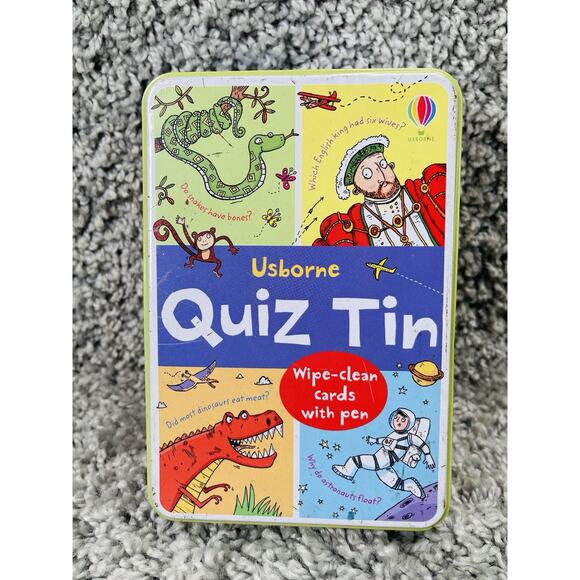 Usborne Quiz Tin Flash Card Game Children Kids Trivia Flash Toys And Games - Picture 1 of 8